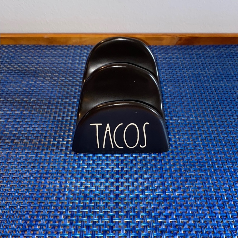 Rae Dunn 2- TACOS holder, black and white, new